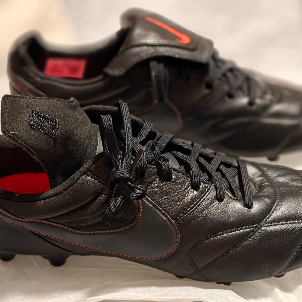 Nike Premier Kangaroo Leather II FG Black Soccer Cleats  Size 12, Black/Red